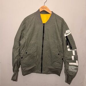 Nike Air Force 1 Dark Stucco & Vivid Sulfur Reversible Bomber Jacket